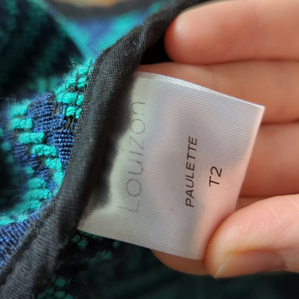 Louizon Woven Blue & Green Boxy Blazer - Picture 5 of 6